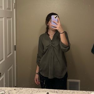 Navy green dress top